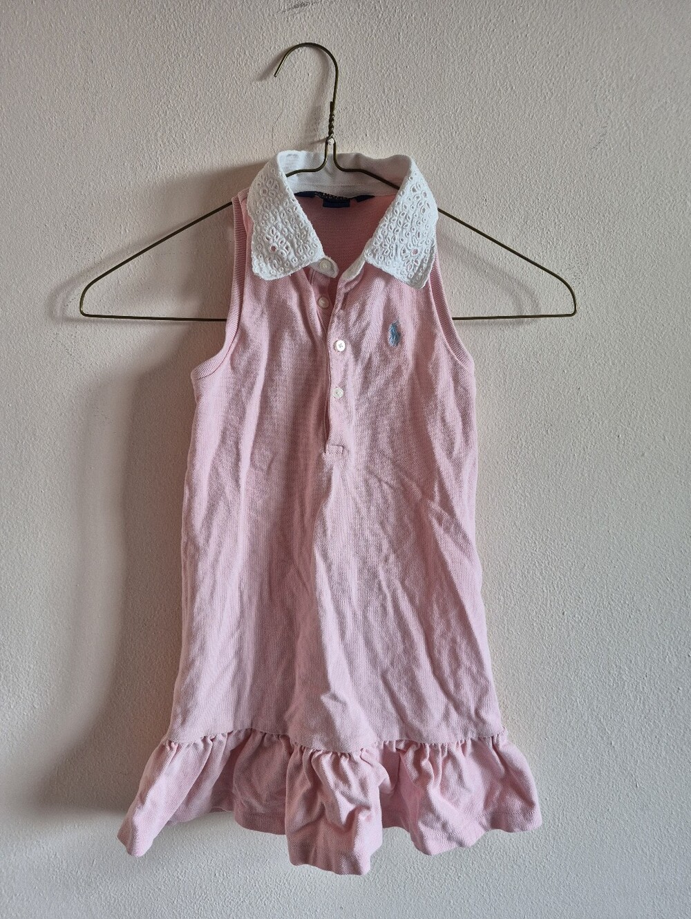 Polo Ralph Lauren 100% Cotton Eyelet Lace And Ruffle Tenis Style Dress Size 6